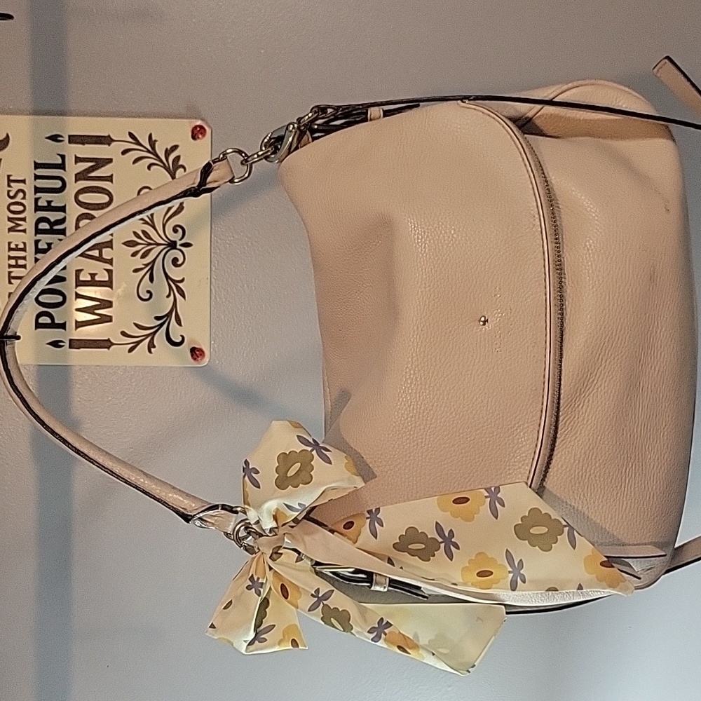 Kate Spade Cream Shoulder Bag with Floral Scarf